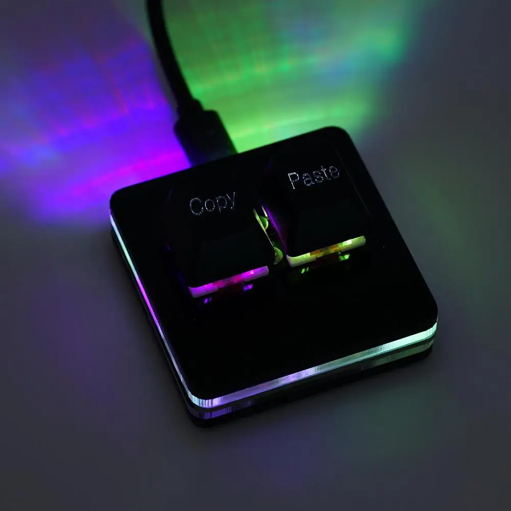 Copy and Paste 2 Key Mini USB Keypad RGB One Handed ro Programming Mechanical Gaming Keyboard Black / White_voghion.com
