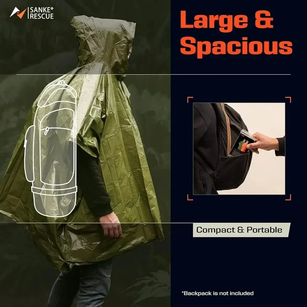 Emergency Water Proof Raincoat Aluminum Film Disposable Poncho Cold Insulation Rainwear Blankets Survival Tool Camping Equipment 6