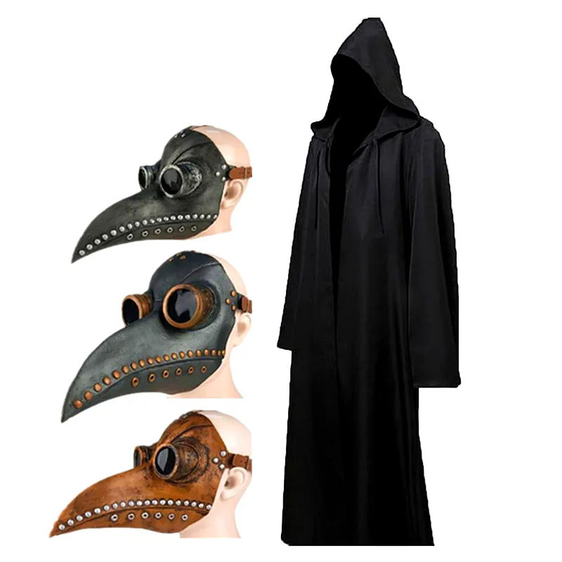 Halloween Costume Halloween Cloak Plague Doctor Mask Cosplay Costume Adult and Child Set