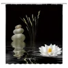 Stones And White Lotus in Water Shower Curtain Zen SPA White Bathroom Waterproof Extra Long Polyester Fabric for Bathtub Decor 6