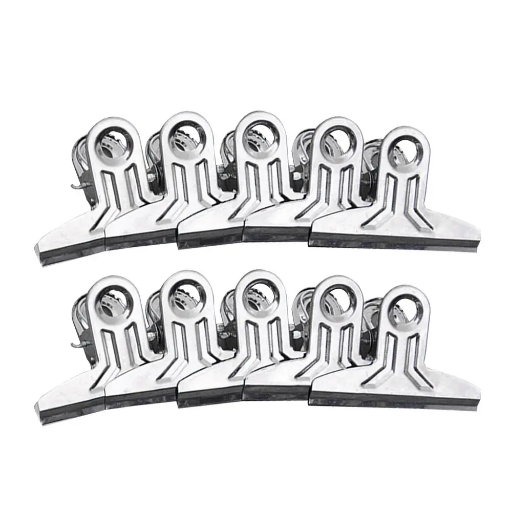 10Pcs 프리미엄 스테인레스 스틸 가방 클립 식품 저장용 녹슬지 않는 칩 가방 실러 신선하게 보관하고 더 오래 지속되도록 밀폐 그립