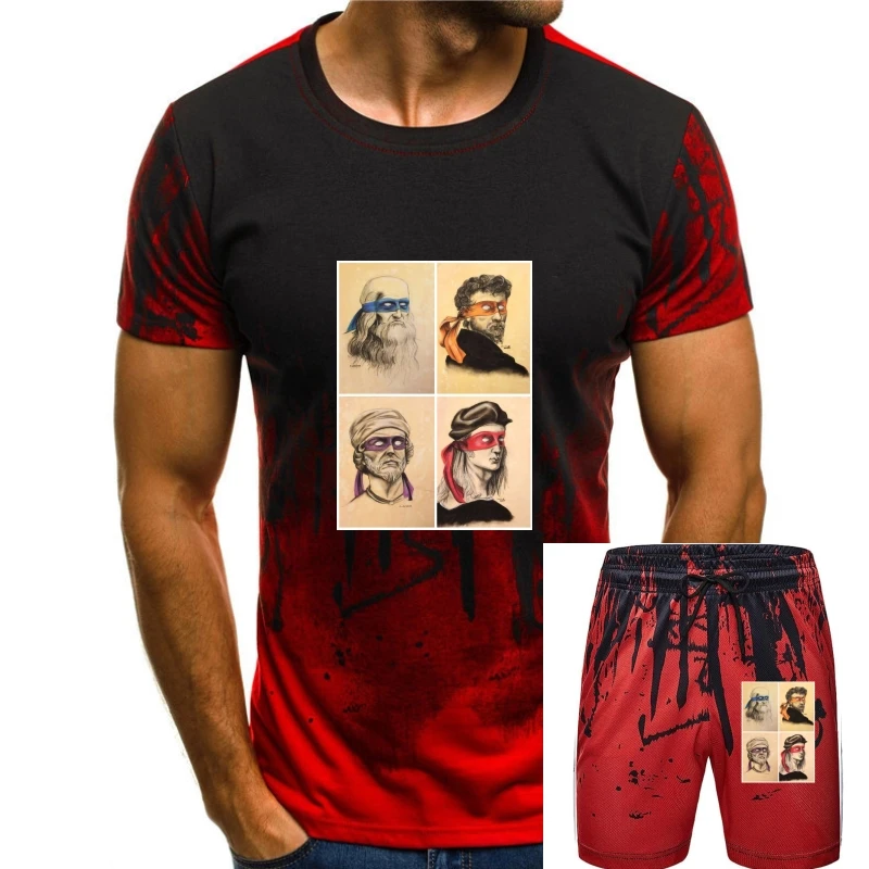 Fashion Men T shirt Renaissance Ninja Artists Poster Style Pop Art T Shirt  Men Cotton Tshirt Hip Hop Tees Harajuku Streetwear