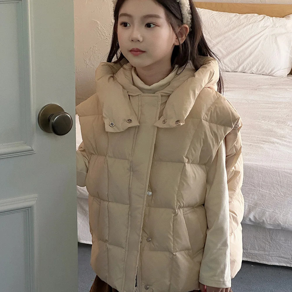 New Children's Vest For Girls 2024 Winter Clothes Baby Vests Warm Outerwear Waistcoat Toddler Jacket Kids Coats Gray