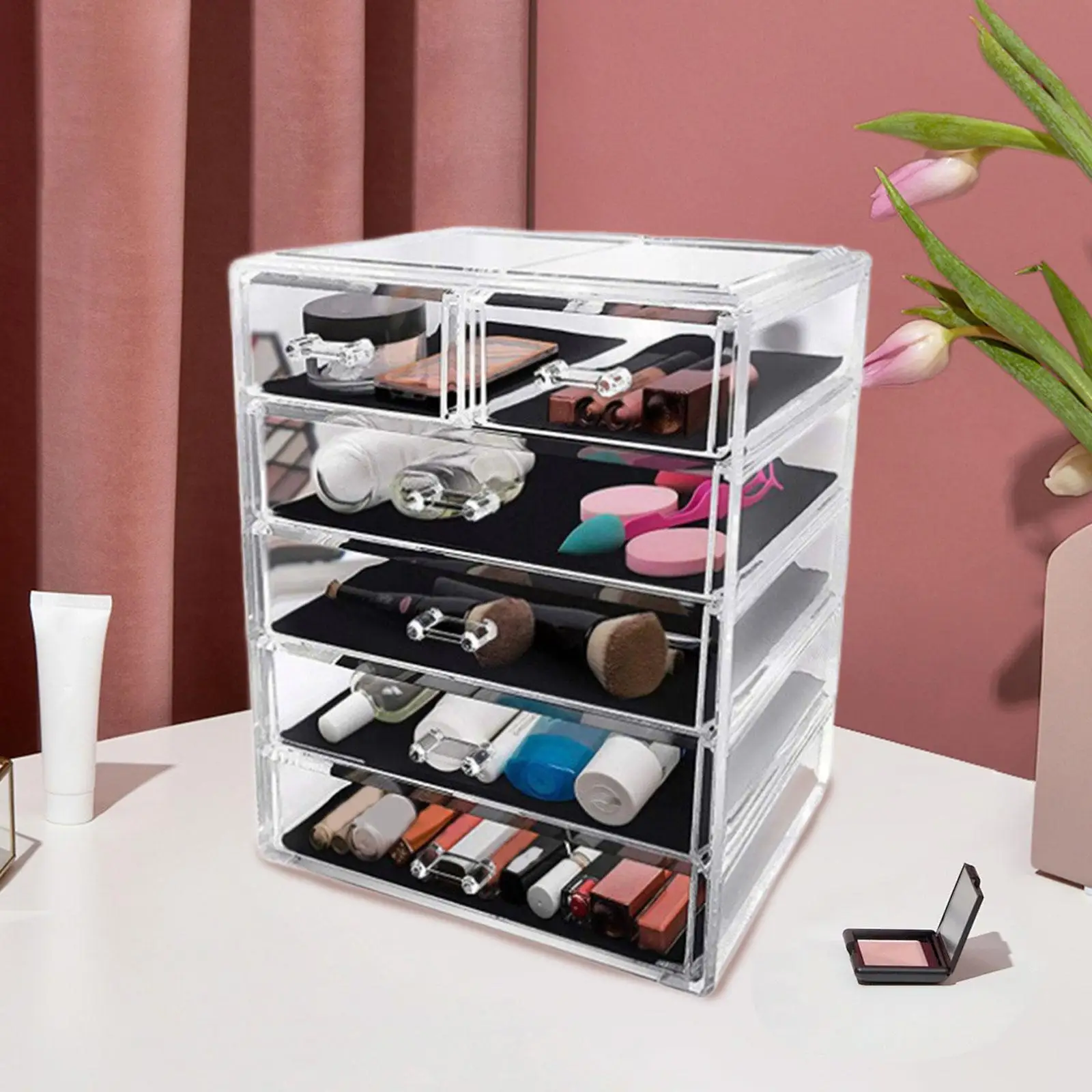 Stackable Storage Drawer Dresser Acrylic Cosmetics Storage Bin Large Capacity