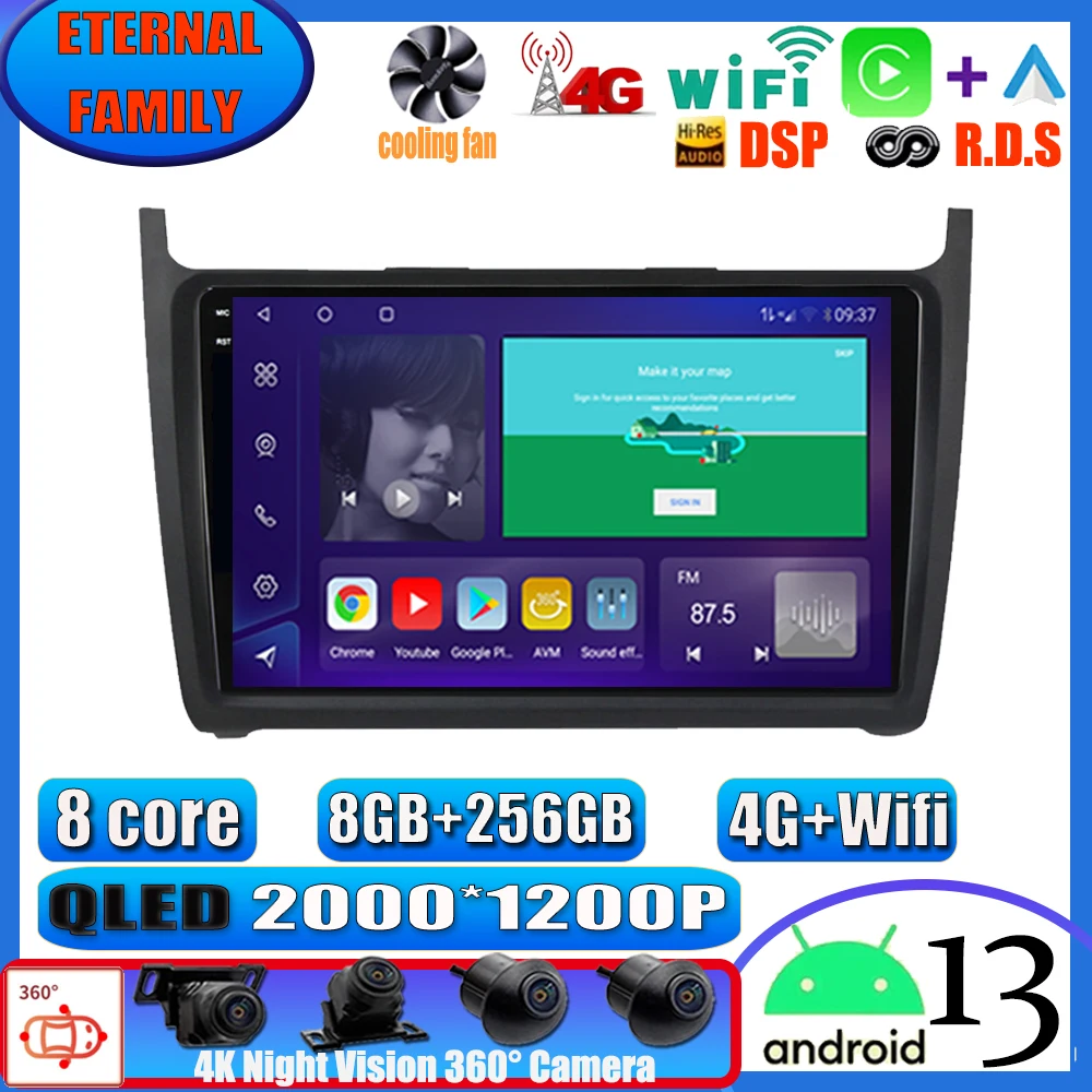 

Автомобильная стерео-система на Android 13, 8 ядер, DSP для VW POLO Sedan 2008-2020, GPS-навигация, радио, мультимедийный плеер для Carplay NO 2Din