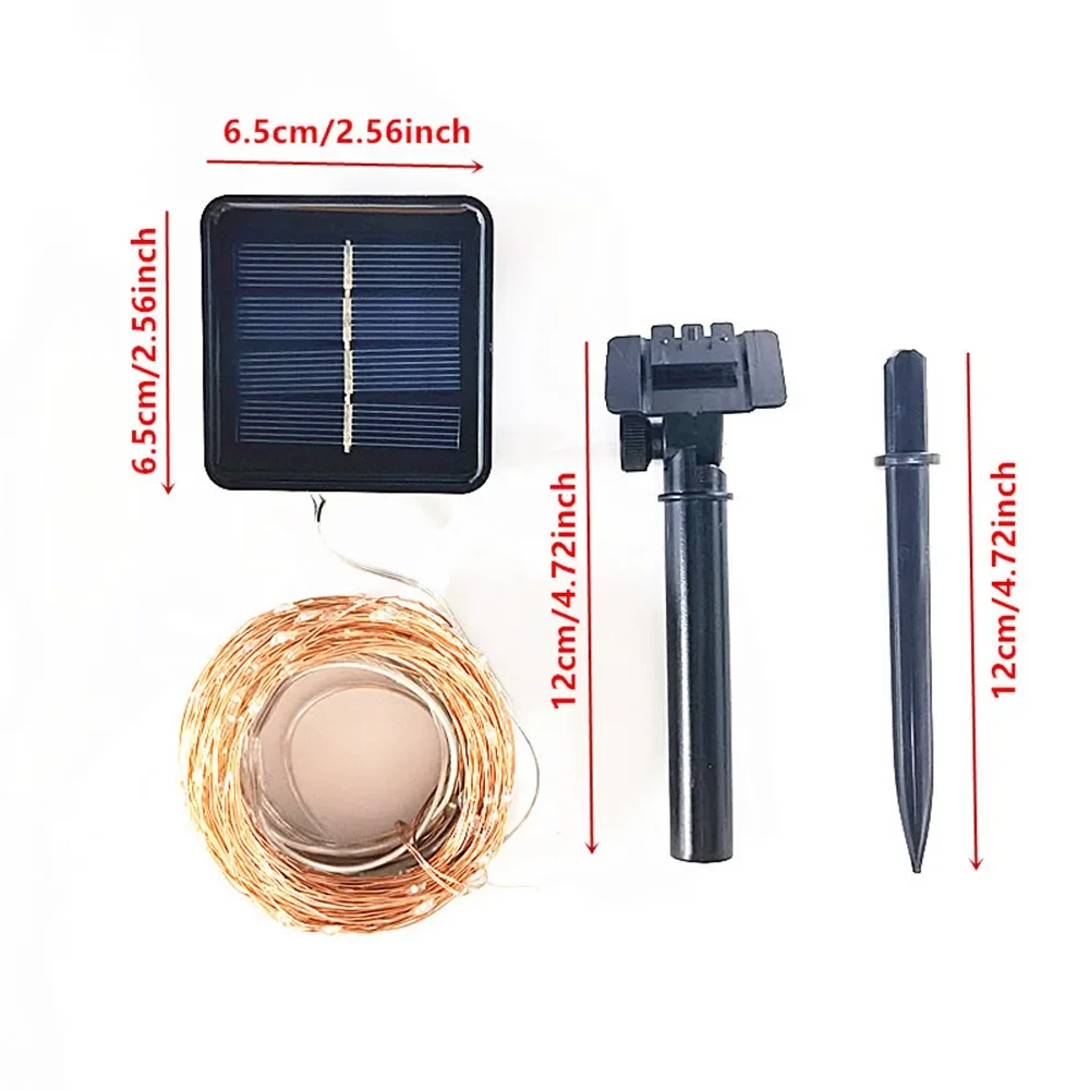 Outdoor LED Solar Fairy String Lights Waterproof Garden Decoration Garland 8Modes Copper Wire Light For Street Patio Christmas