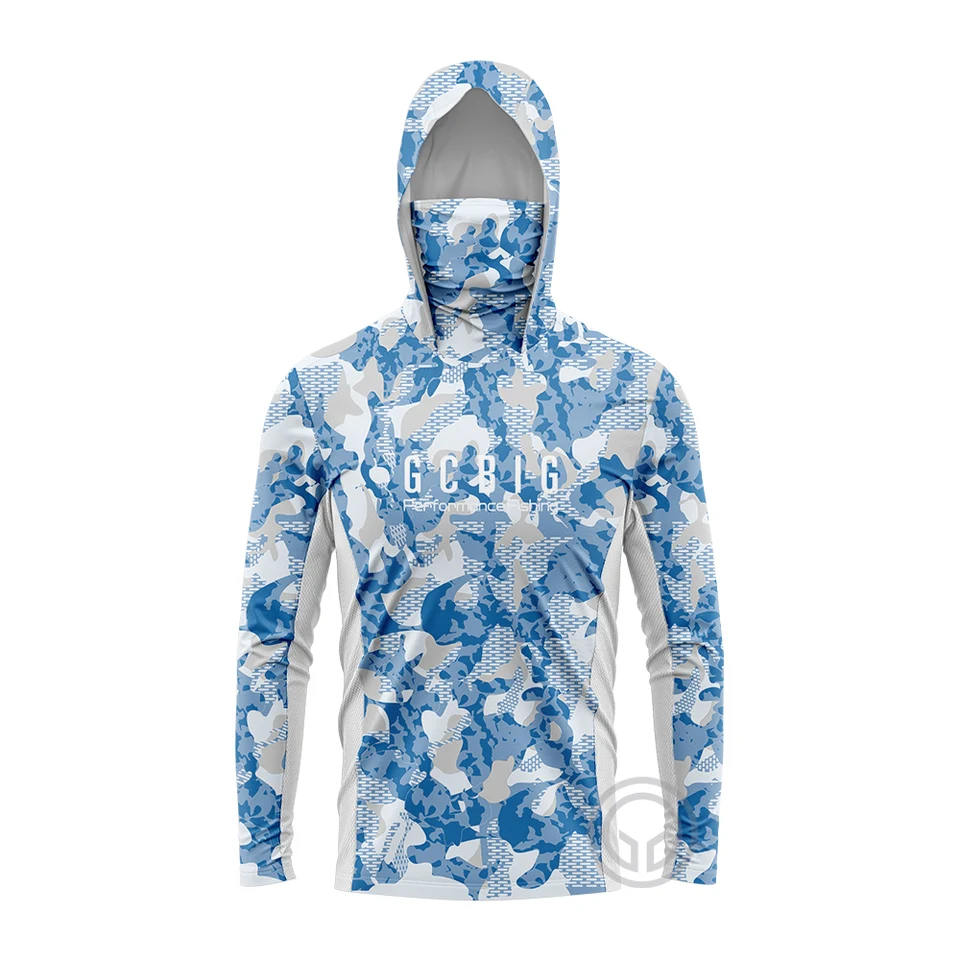 Vêtement De Pêche Homme UPF50+ : Chemise à Capuche Avec Masque Intégré, Manches Longues, Camouflage
