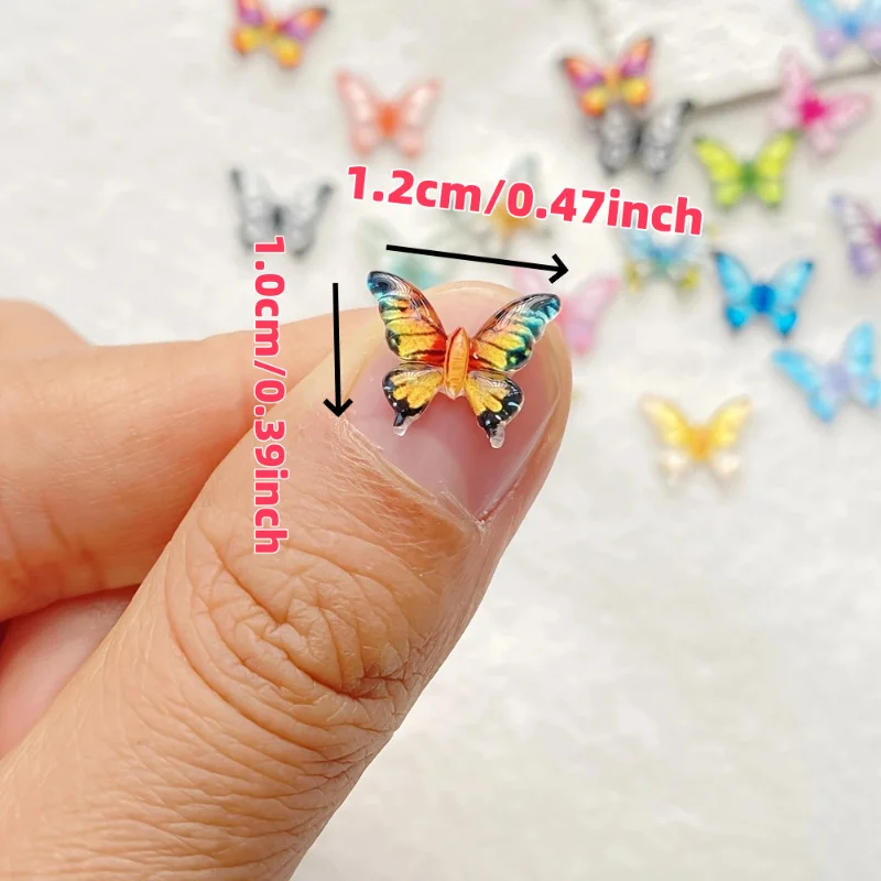 50/100 Stück Mini-3D-Schmetterlinge aus Kunstharz – mehrfarbige Insektendekorationen für Nagelkunst, Schmuck und Hochzeitshandwerk | Scrapbooking, Wohndekoration, Weihnachtsdekoration, Großzubehör – Detail 7