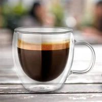 250ml Double Walled Glass Coffee Mugs Insulated Borosilicate Glass Coffee Cups with Handle for Cappuccino, Latte, Tea, Hot/Cold 5