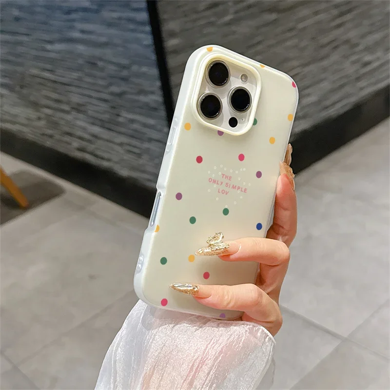 Love Heart Polka Dot Matte Soft Phone Case