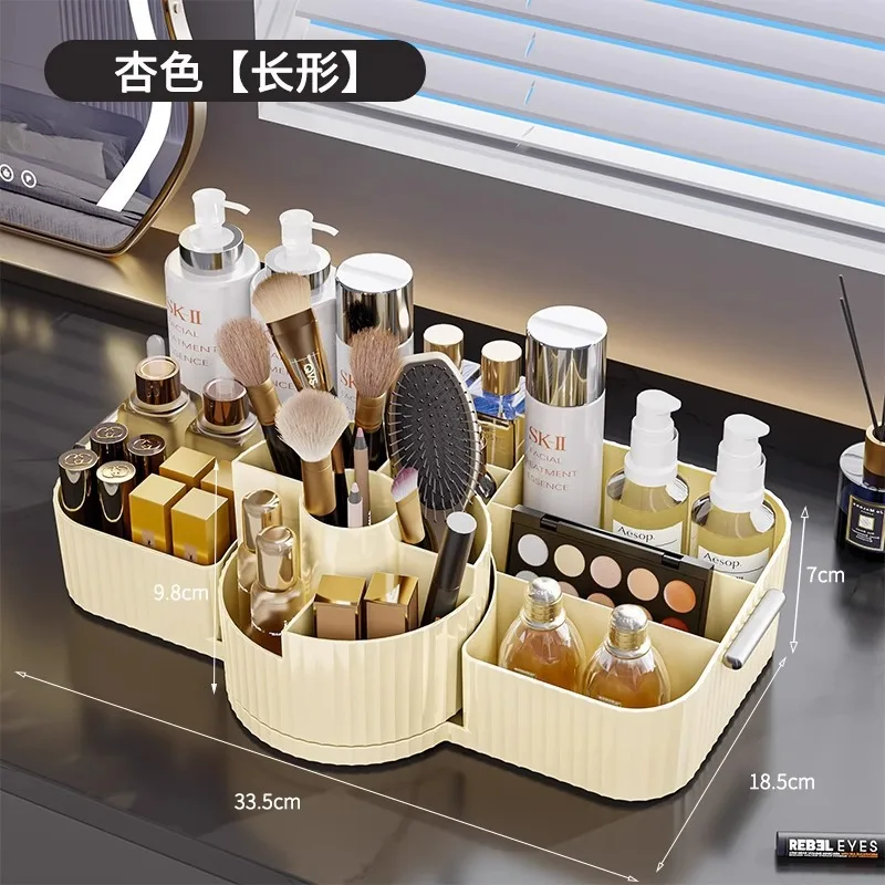 New 360° Rotating Makeup Brush Holder Cosmet Storag Box Luxury Makeup Organiser Lipsticks Make Up Container Vanity Organizer Box 6