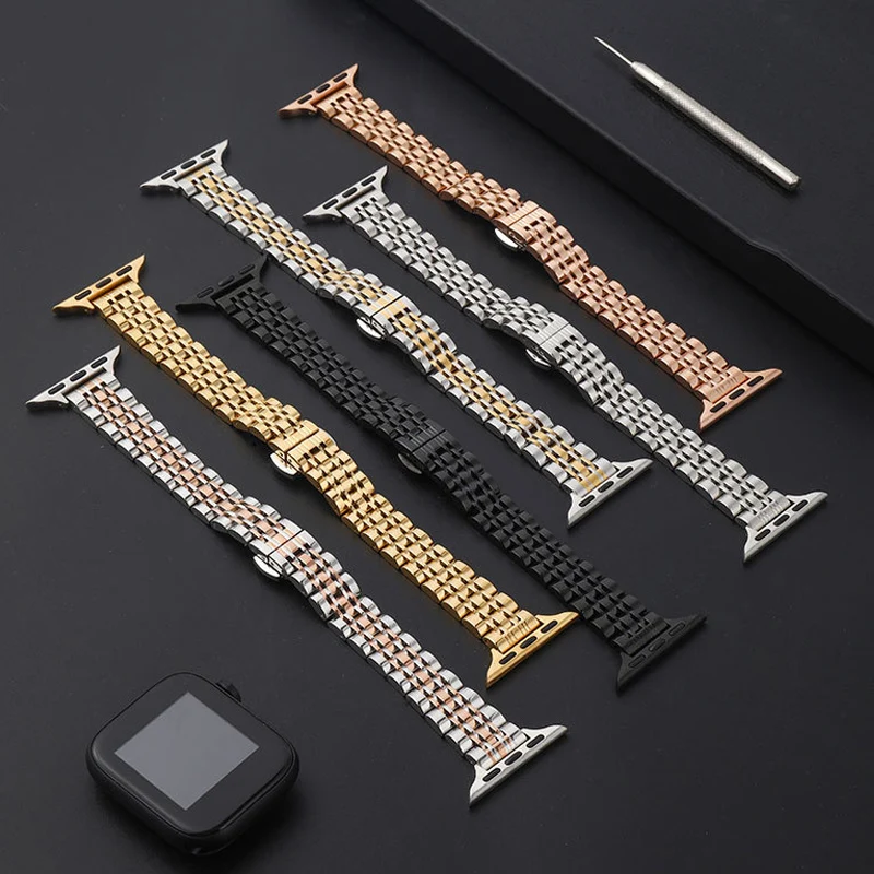 

Ремешок из нержавеющей стали для Apple watch band 44 мм 45 мм 40 мм 41 мм 38 мм 42 мм, браслет correa iWatch series 8 7 SE 6 5 4 ultra 49 мм