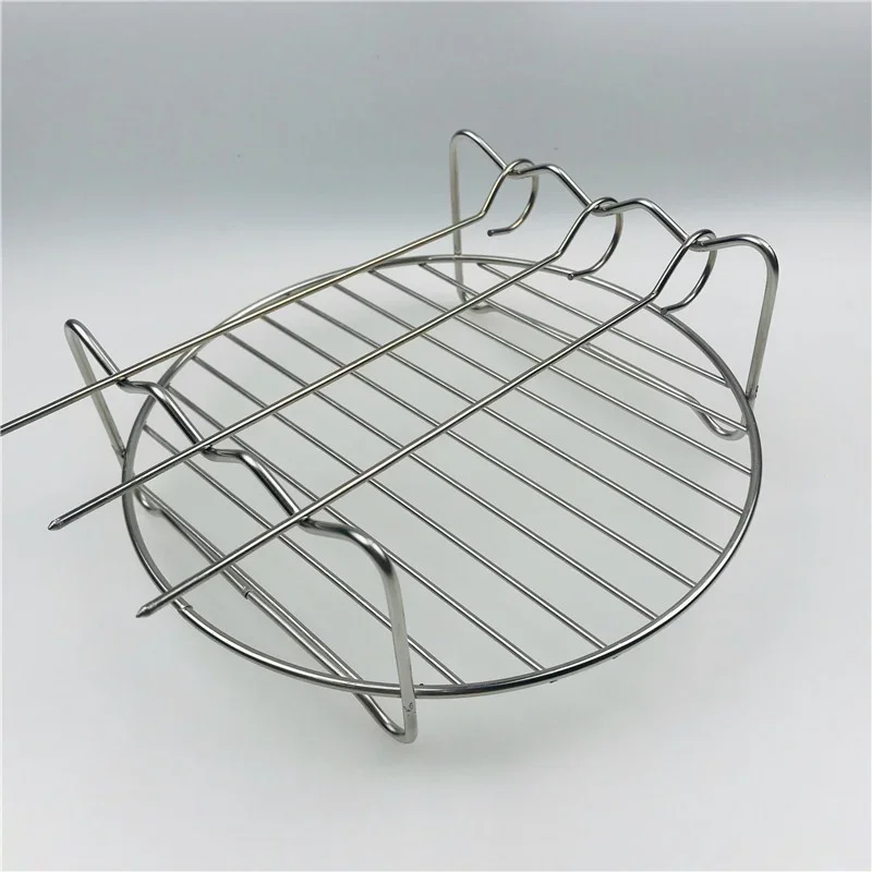 Baking Tray Skewers Air Fryer Stainless Steel Holder BBQ Rack Double Layer Grill Baking Tray Replacement Barbecue Kitchen Tools