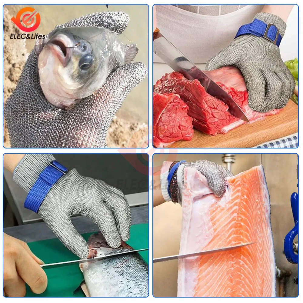 Anti-cut Gloves Stainless Steel Wire Cut-resistant Woven Safety Working Gloves Cutting Fish-killing Metal Iron Kitchen