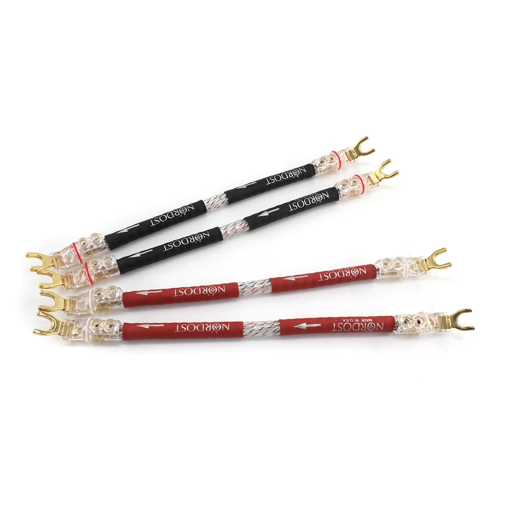

4pcs/lot Nordost Valhalla Audiophile Speaker Jumper Link Sliver Plated For Speakers Bridge Wire Cable Short Wiring WBT Y Spade
