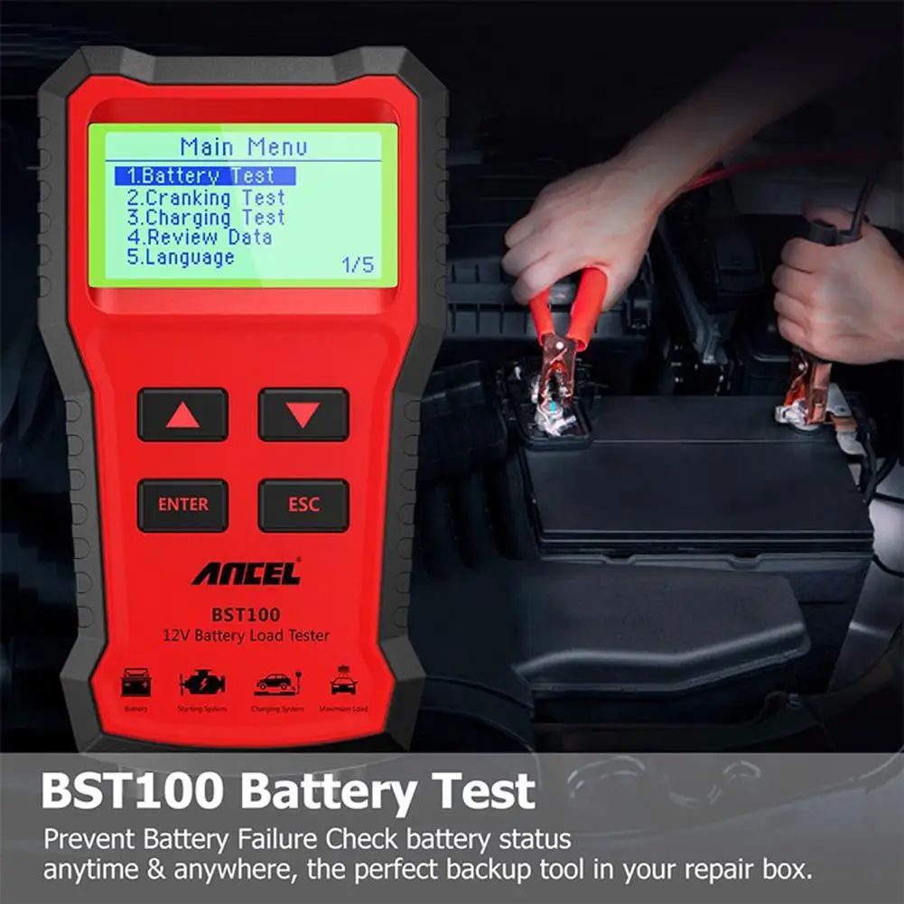 

6v / 12v Car Battery Tester Large Lcd Display Analyzer Vehicle Cranking Charging System Testing Tool