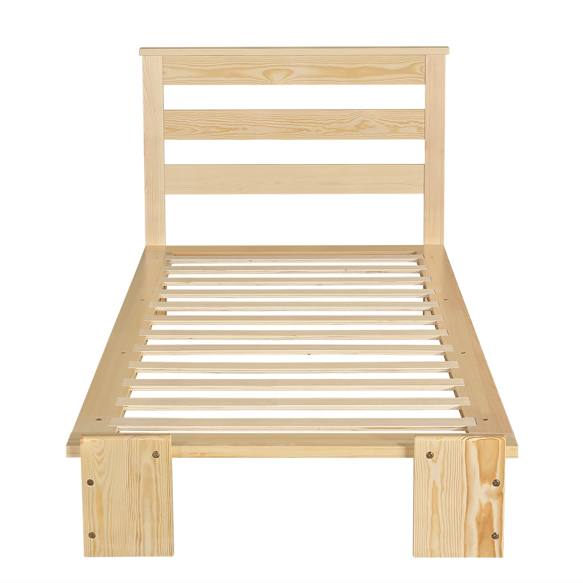 Polsterbett, Einzelbett, Kinderbett, gepolstertes Kopfteil mit Klettverschluss, stabile Lattenroste, breitere Bettbeine, naturfarben – Detail 14