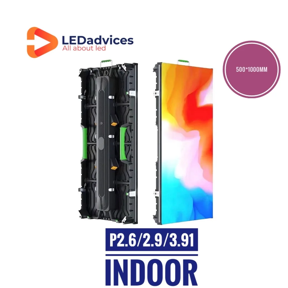 LEDadvices RE Series P2.6 P2.9 P3.91 Indoor 500*1000mm LED Screen Video Wall Digital Display 3840Hz Rental Fixed Installation