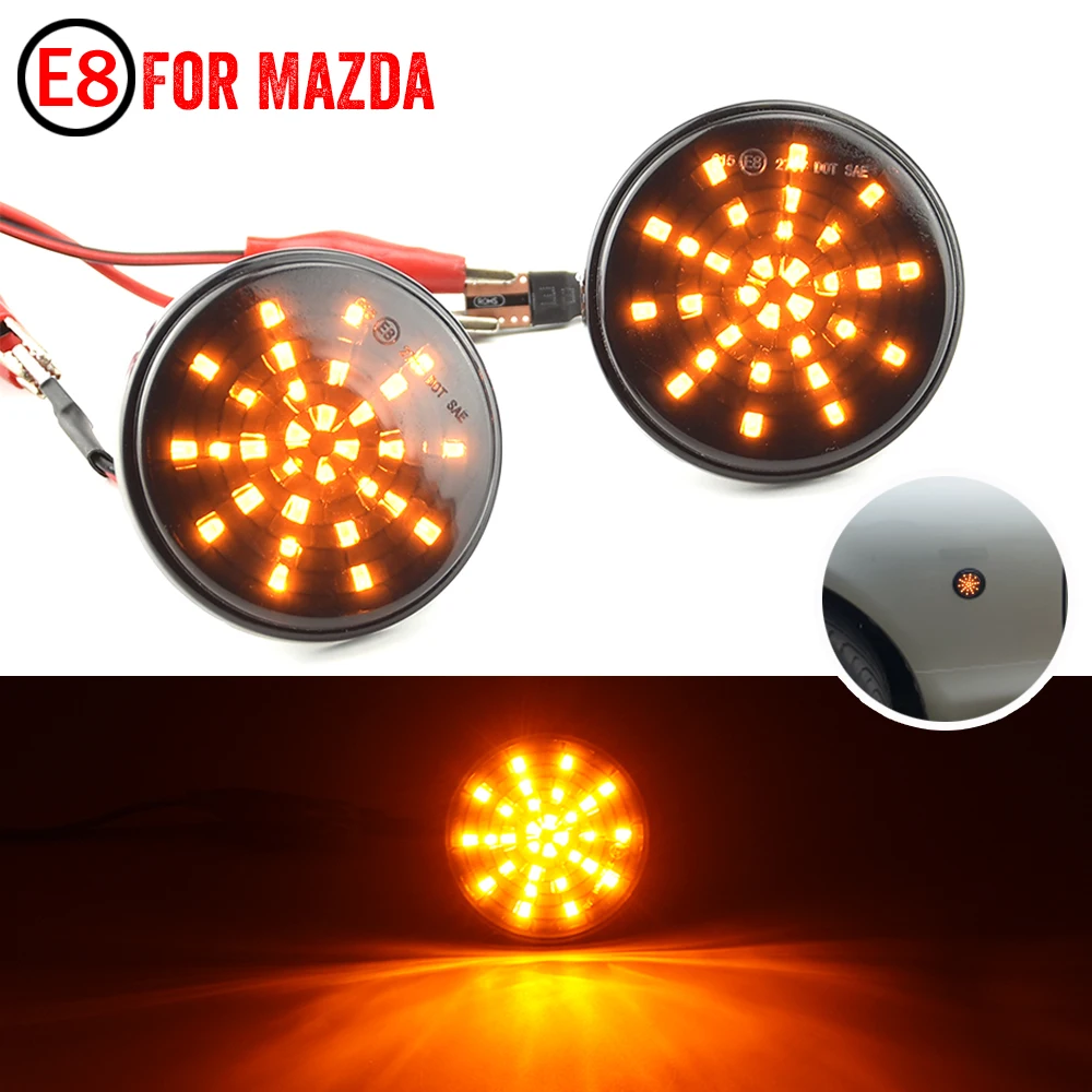 

2PCS For Mazda MX5 MX-5 MK1 MK2 MK3 Turn Signal LED Side Marker Light Repeater Lamp Flowing Indicator 1989 1999 2000-2015