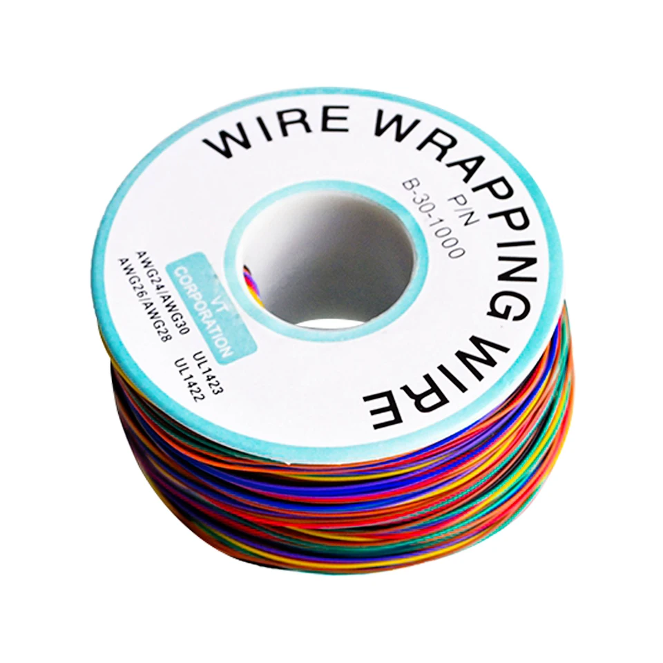 Cable De Prueba Multicolor 30 AWG - 280 Metros, 8 Colores, Cobre Estañado, Para Electrónica Y Prototipos