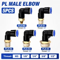 5PCS PL Series Straight Pneumatic Fittings - 6mm Hose to M5 1/8" 1/4" 3/8" 1/2" Thread Air Pipe Quick Connector for Compressor 1