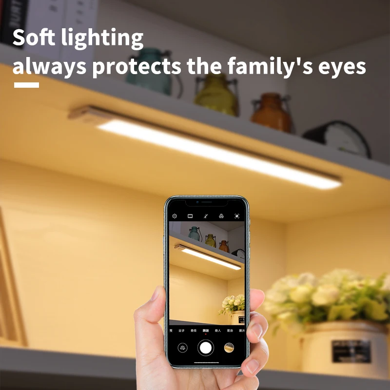Cabinet Light USB Rechargeable Motion Sensor Led Three Colors In One Lamp For Kitchen Wardrobe Indoor Lighting 10/20/30/40/60cm 2