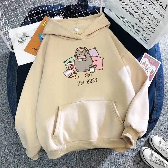 Sweat capuche The Cat pour femme v tement surdimensionn mode cor enne Kawaii Harajuku ann es