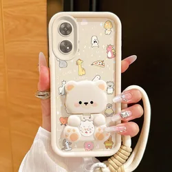 Graceful Animal Phone Case Set with Lanyard and Stand - 3 Piece Bundle - OPPO Reno8 T 5G (WHITE)