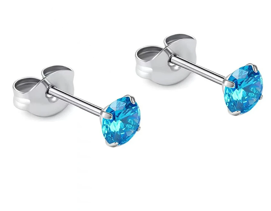 Hypoallergene 2/3/4/5/6 mm AAA Runde Push-Back-Ohrstecker 316l Edelstahl Nadel Kurzer Schmuck zur Auswahl ohne Allergie – Detail 3