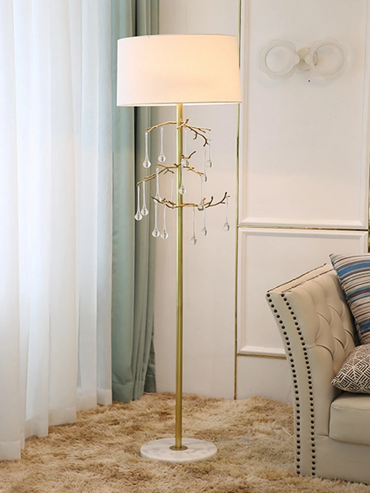 Description Picture 3 of itemAll copper crystal rain tree floor lamp, European and American French living room sofa standing lamp, dining room bedroom lamp