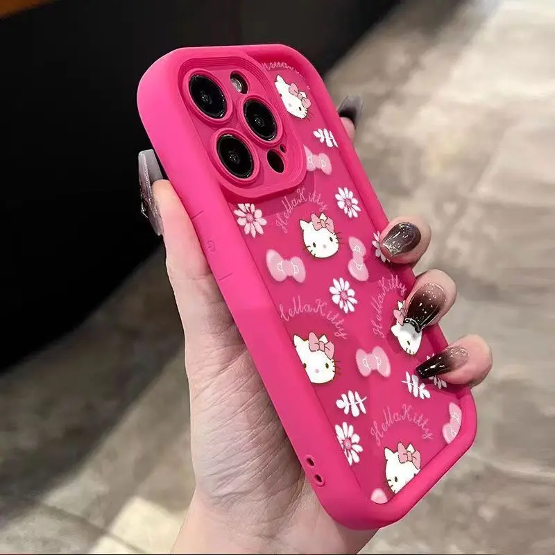 thumbnail image 1 of Sanrio-funda de teléfono de Hello Kitty, carcasa de silicona suave para Iphone 16, 15, 14, 12, 13, 11 Pro Max, XR, XS, X, MINI, 7, 8Plus, Y2k, regalo para niña, 1 of 4