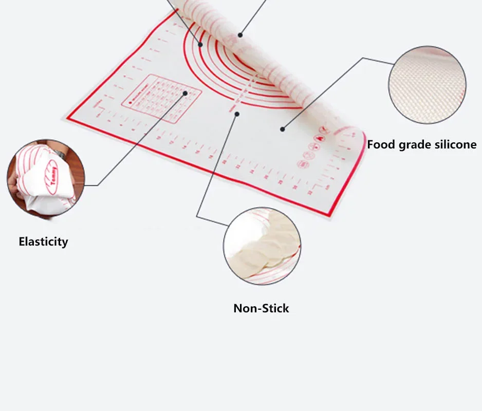 Silicone Baking Mat Scale Rolling Dough Pad Kneading Dough Mat Non Stick Pastry Oven Liner Bakeware 60*40/40*30cm