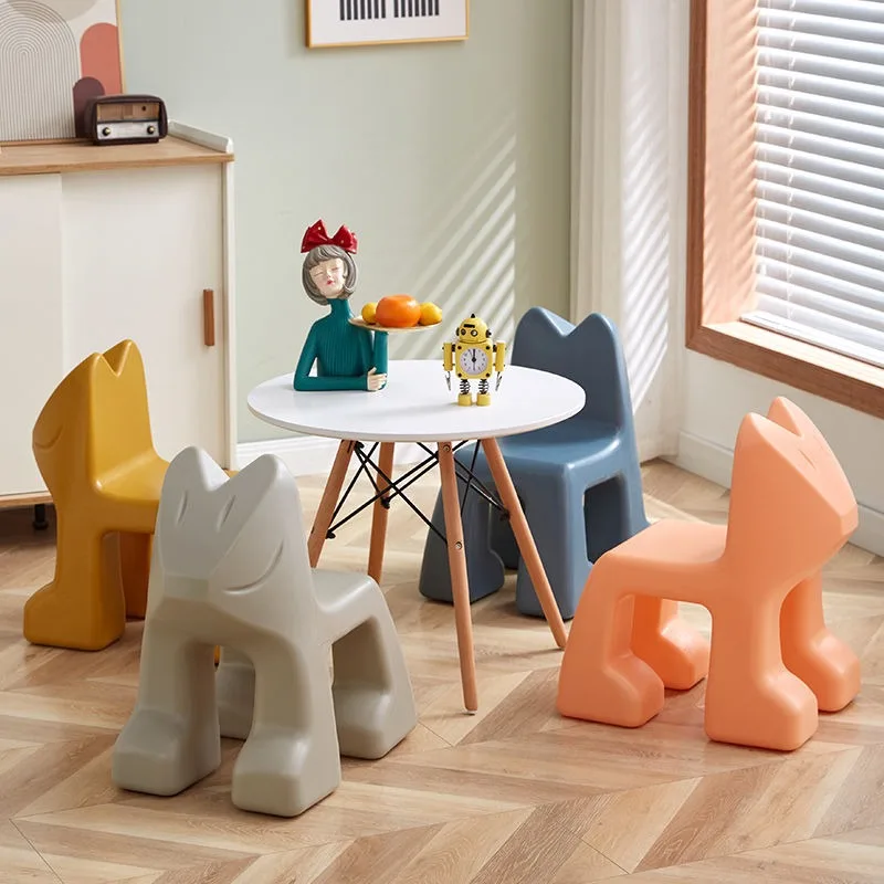 

Nordic Small Stools Cartoon Animal Seat Plastic Thick Chairs Creative Low Stool Home Living Room Furniture Ottomans Bench Pouf