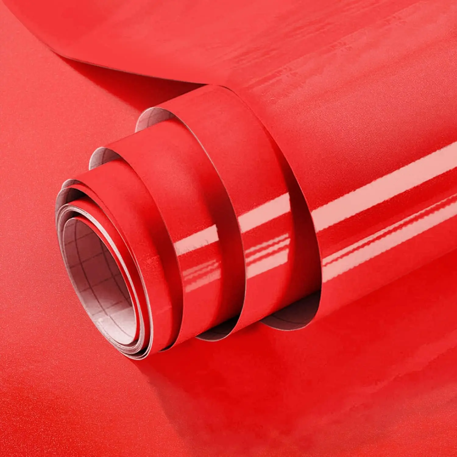 Peel and Stick Oil Proof Wallpaper for Kitchen Shiny Red Stickers Self Adhesive Waterproof Contact Paper for Cabinet Decor
