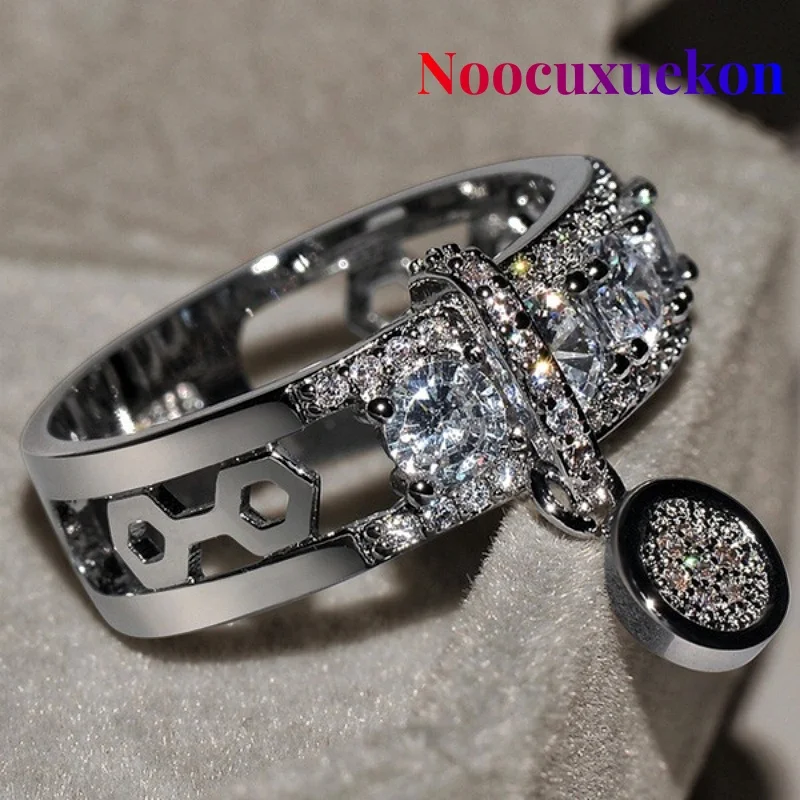 European Vintage Royal Hollow Out Zircon Rings for Women Engagement Wedding- Perfect Jewelry Gift for Lady Girls