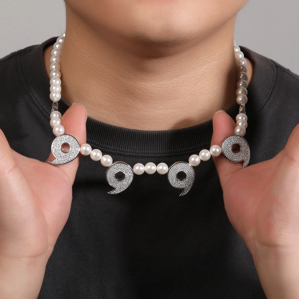 Uwin Iced Power of Six Paths Necklace 8mm Pearl Micropave Charm Jewelry Women Accessories Gifts