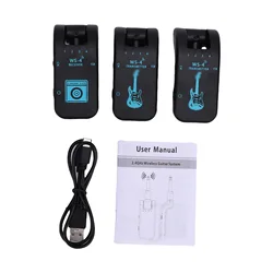 Wireless Guitar System with Rechargeable Transmitter & Receiver for Real - time Audio Transmission (One to two)