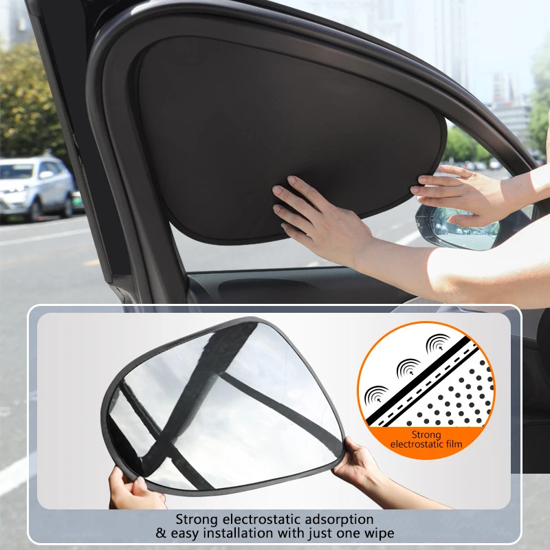 SEAMETAL Electrostatic Sun Visor for Car Side Window 4-Layer Sun Shade Curtains Anti-Glare UV-Blocker Auto Sun Protection Cover - Image 2