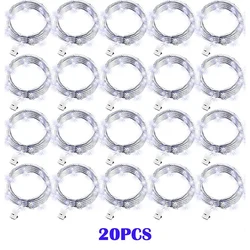 20 Pack Battery - Powered Silver Copper String Lights - 20 LED Fairy Lights for Weddings, Parties, and Christmas Decor (Cold White)