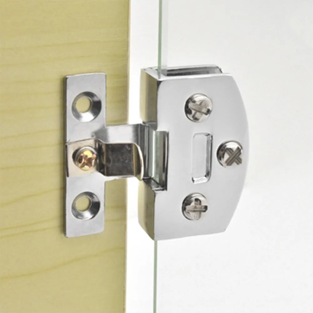 

Cabinet Glass Hinge Display cabine Furniture Glass Hardware Replacement Silver Zinc Alloy Bookcase Durable Household