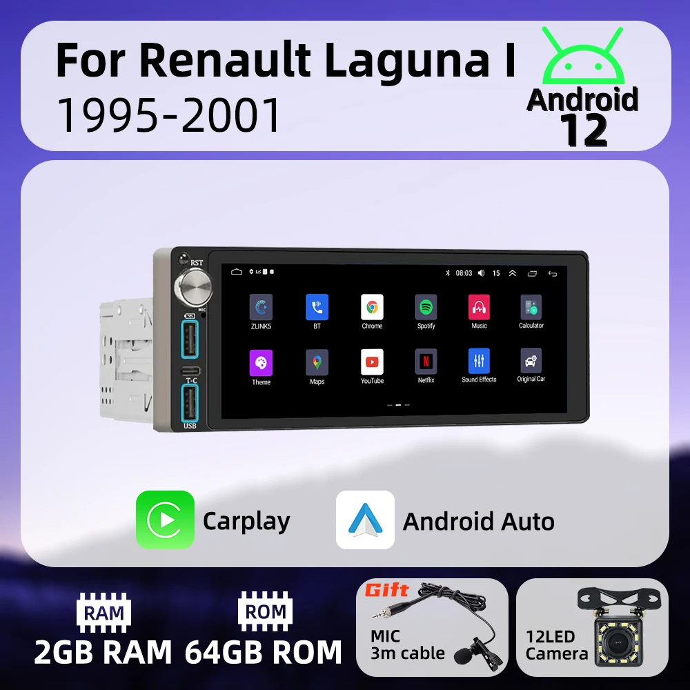 

Wireless Carplay Autoradio 6.86" 1 Din Radio Android Car Multimedia for Renault Laguna I 1995-2001 Stereo Head Unit GPS BT WIFI