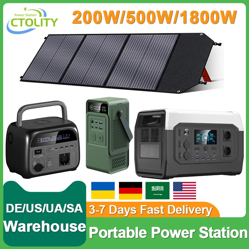 CTOLITY200W500W1800WPortablePowerStationLiFePo4BatterySolarPowerSet100WFoldableSolarPanelSolarChargingPanel-AliExpress