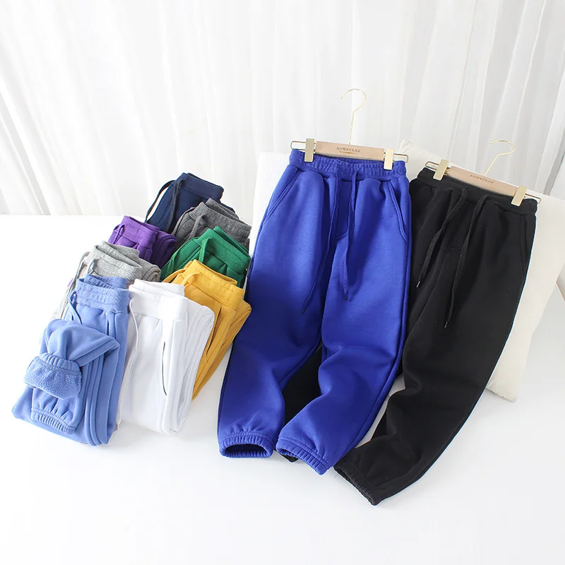 Autumn Winter Corduroy Children Pants Boys Casual Middle Large Children Solid Color Thick Warm Girls Pants
