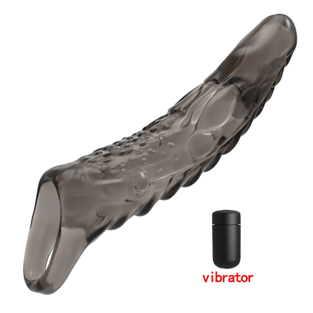 Vibrator for Men Penis Enlargement Sleeve Delay Ejaculation Cock Ring Reusable Comdom Penis Extender Adult Sex Toys For Men