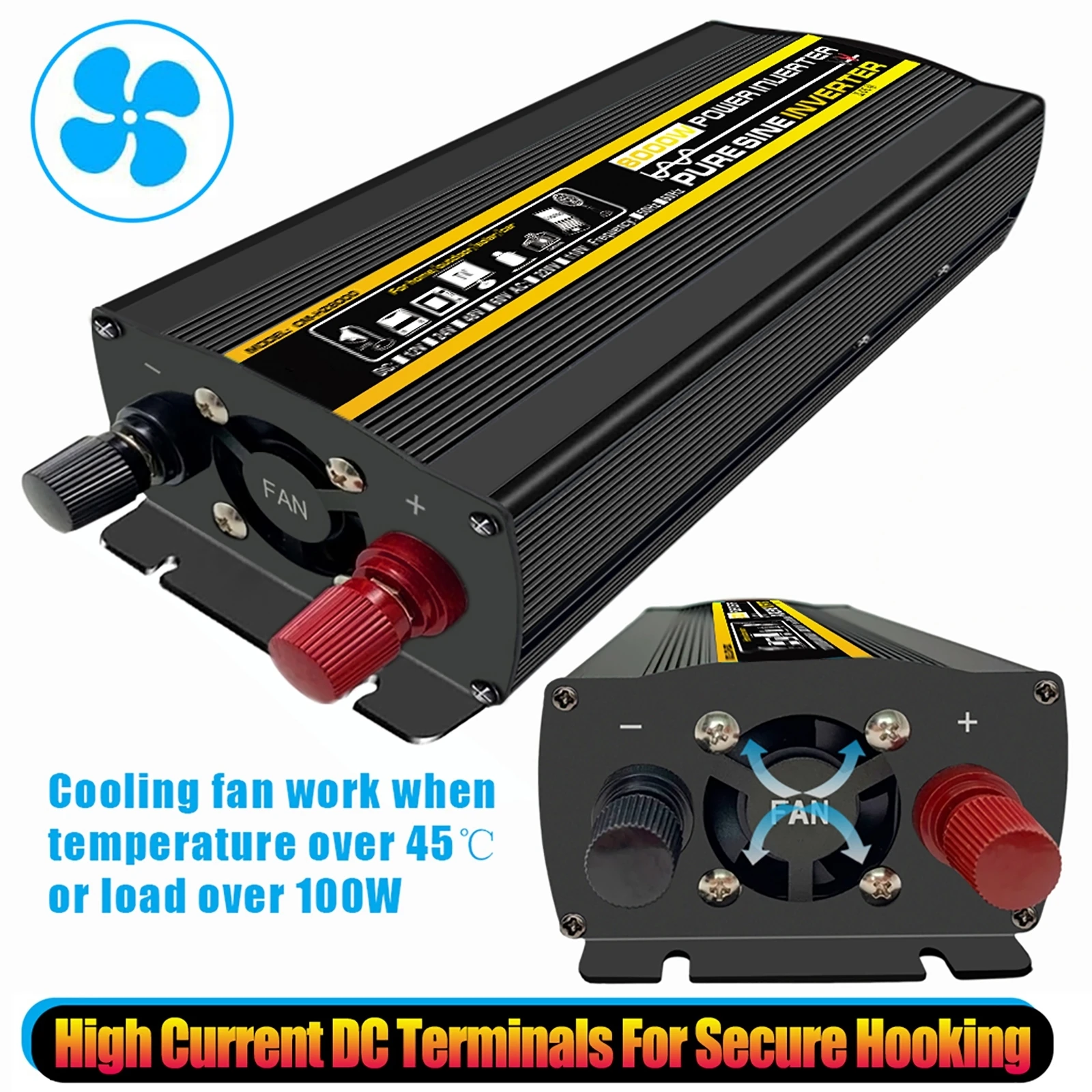 Sine Wave Inverter Power Inverter 10000/12000W Pure Sine Wave DC12V-220V Converter