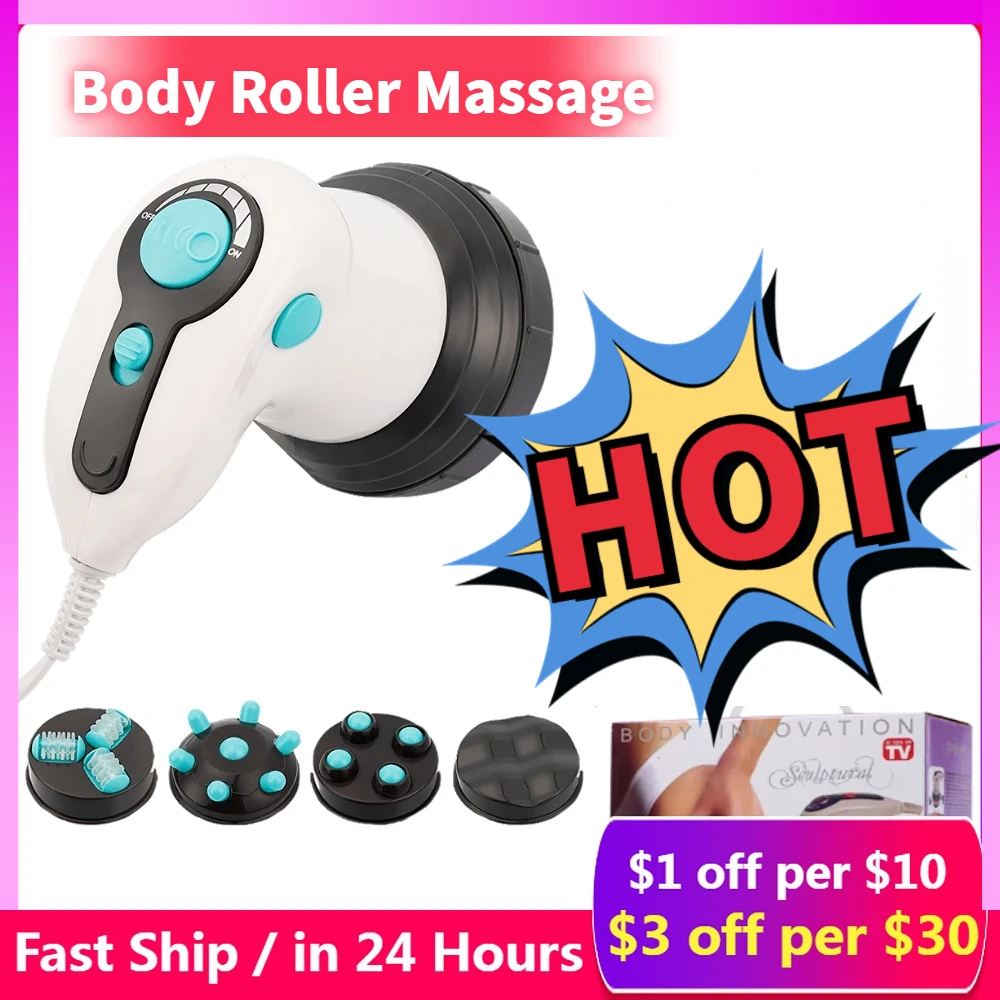 Anti-Cellulite Massager 4 IN 1 Infrared Electric Body Slimming&Relaxing Muscle Roller Device Weight Loss Fat Remove Roller 2pcs bag wormwood foot detox patch improve sleep quality slimming sticker loss weight relieve anxiety body relaxing care plaster