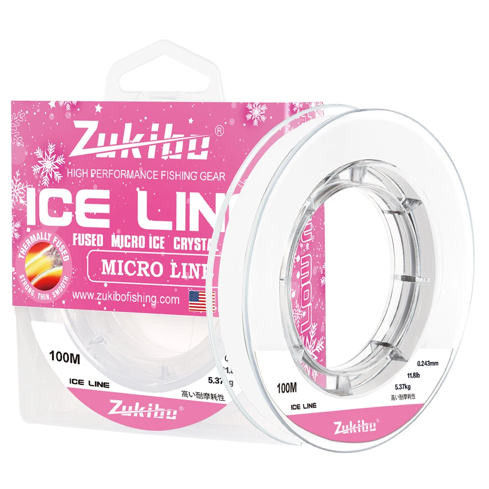 ZUKIBO Ice Braid Micro Ice Fishing Weiche geflochtene Angelschnur, Zero Memory Super Stong Pro Grade Power Ice Geflochtene Schnur 100 m – Detail 13