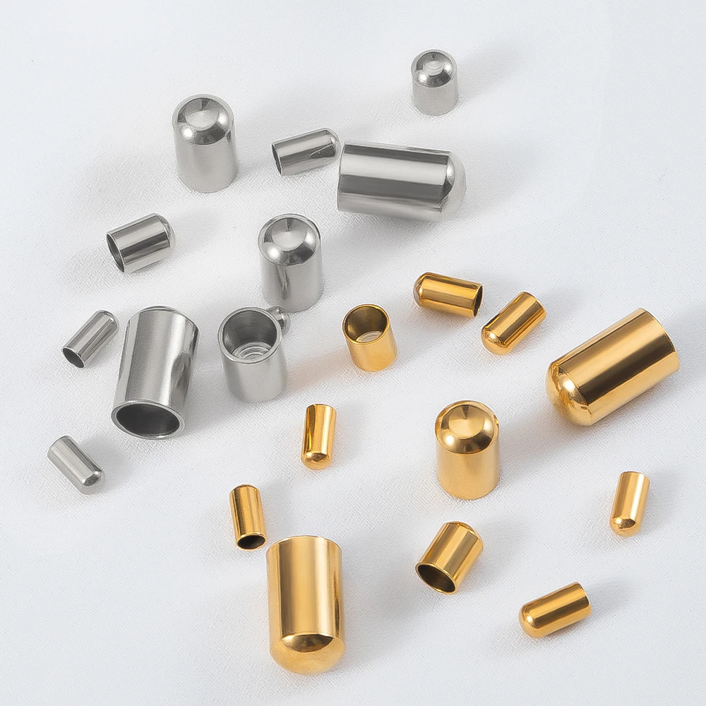 20 Stück Edelstahl-Crimpverschlüsse zum Selbermachen, Kordel, Armbandverschluss, Endkappen, Leder, Halskette, Zubehör, Erkenntnisse für die Schmuckherstellung, DIY – Detail 3