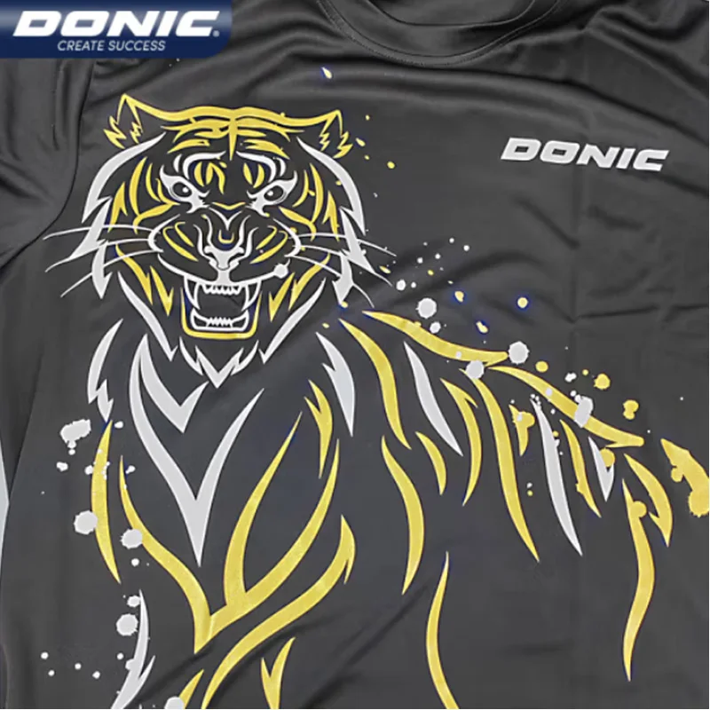 Table Tennis Jersey table tennis shirts DONIC 83237 Men Women Sports T-shirts Tiger Breathable Ping Pong Shirts Short Sleeve Round Neck