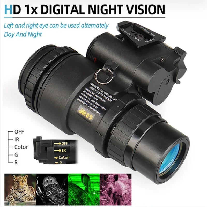 PVS-18 Head-Mounted Hunting Camera Infrared Night Vision Device for Hunting Monocular NVG Scope HD 1X Infrared Digital Camping